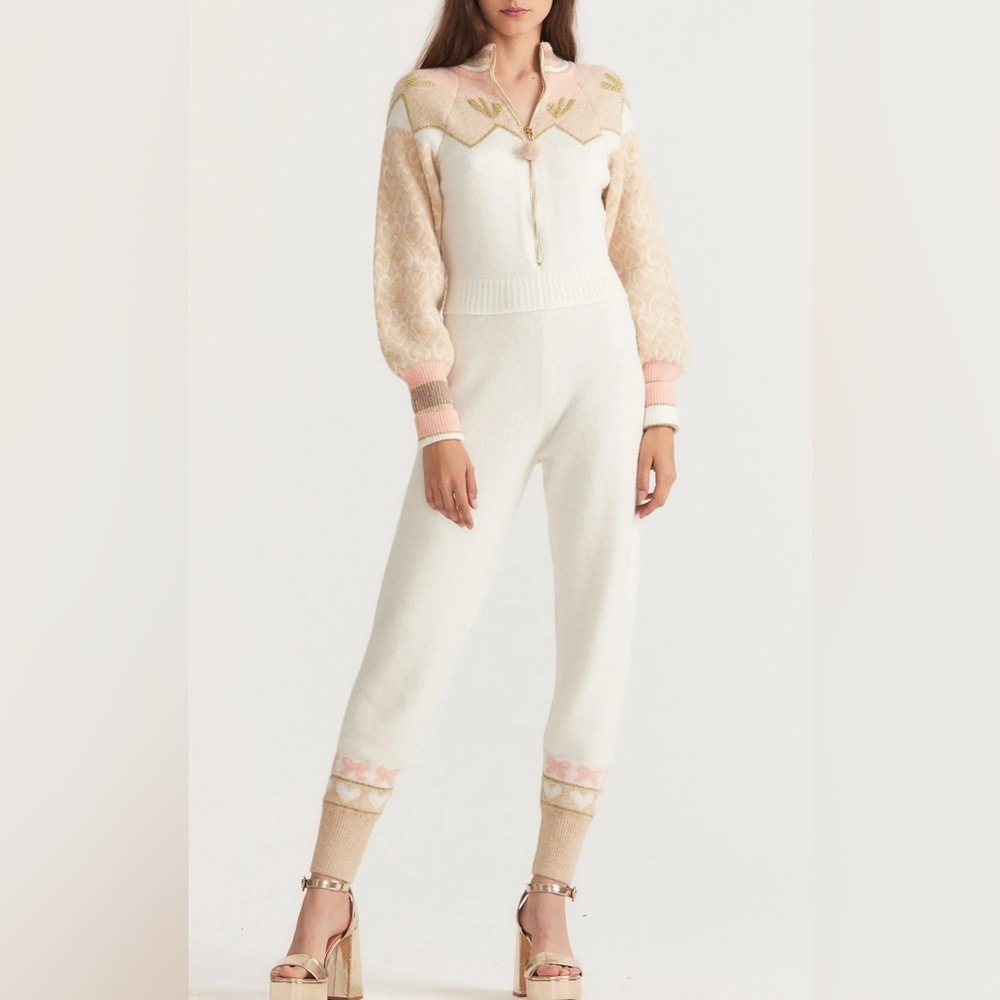 Loveshackfancy Lali Intarsia-Knit Jumpsuit